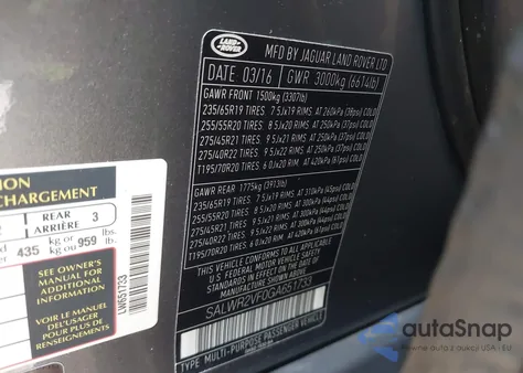 2016 Land Rover Range Rover Sport 3.0L V6 Supercharged Hse from USA, damaged, VIN SALWR2VF0GA651733